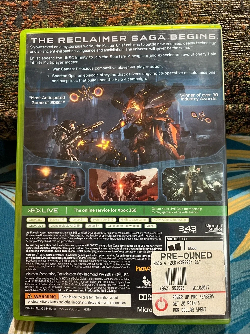 Halo 4 Xbox 360 Game - Green Case, Blue Cover Art